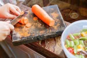 chopping veggies
